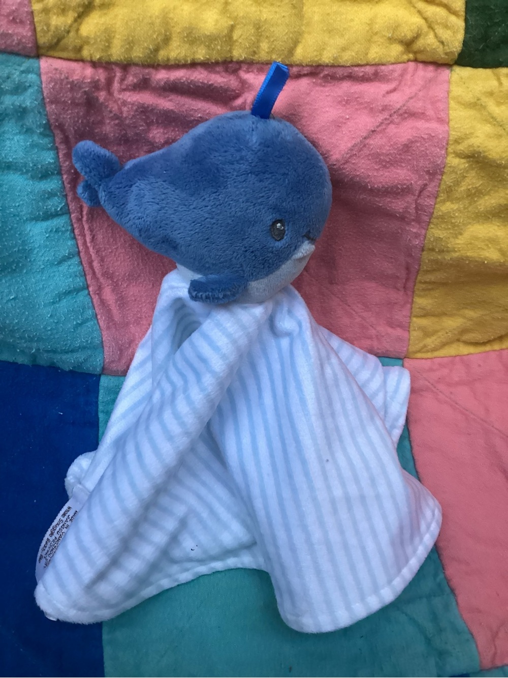 Blue Whale Plush Lovey Security Blanket for Babies